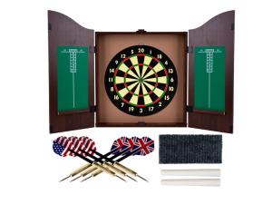 Quality Professional 18 Inches Bristle Dartboard , MDF Wooden Dartboard Cabinet Set wholesale