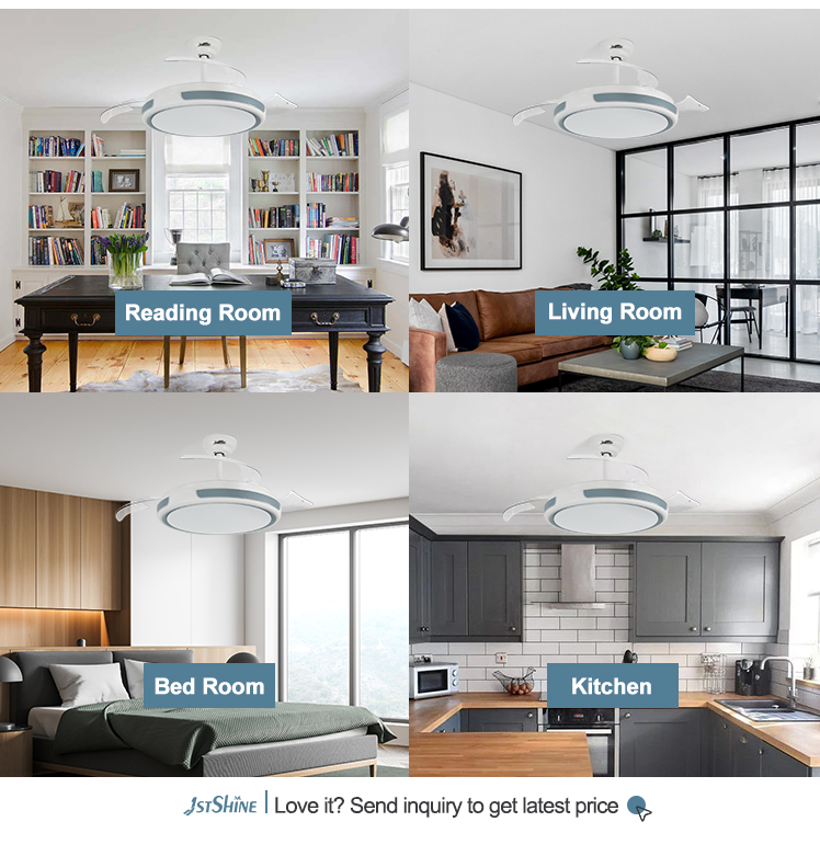 Indoor 42 Inch LED Ceiling Fan with Invisible Blades and Remote Control Switch Style