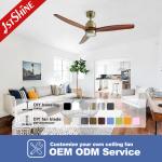 Quiet DC Motor Indoor Decorative Solid Wood Ceiling Fan With Light For Smart