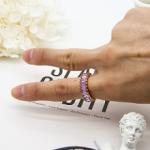 Women Fashion Jewelry Rings Stainless Steel Zircon Opal Moonstone Gold Plated