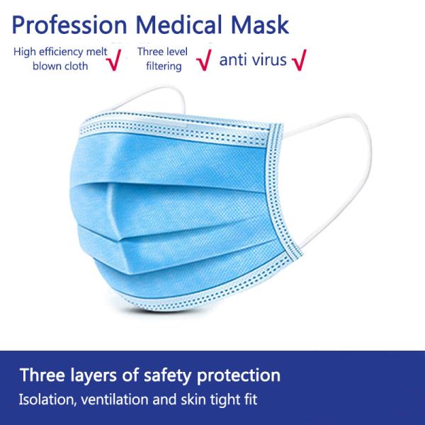 Medical Surgical Face Mask Anti 2019-nCoV Steriliz Eo Meltblown Non-woven With