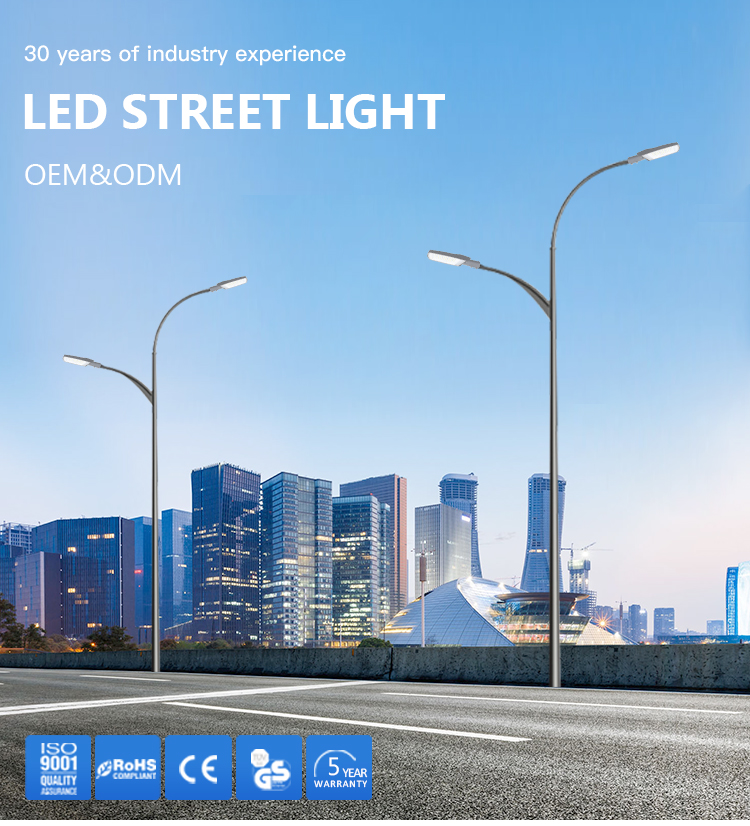 Aluminum Shape Solar Street Light 130/150lm/w Luminous Efficiency for Optimal Lighting