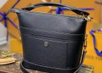 Small Genunie Black Printing Linning 25cm Cowhide Bucket Bag Handhold