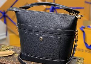 Quality Small Genunie Black Printing Linning 25cm Cowhide Bucket Bag Handhold wholesale
