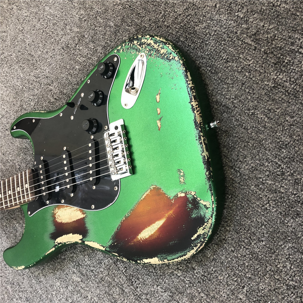 Custom handmade old SRV 100% handmade Milky white old polychromatic old electric guitar support drop shipping