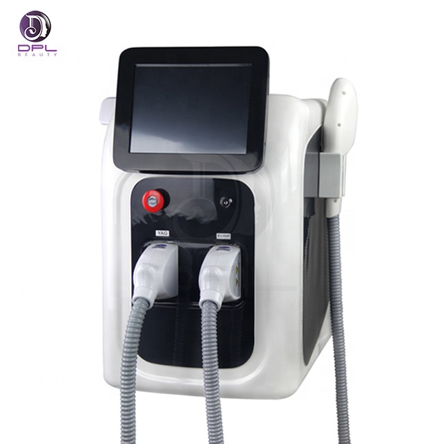 Portable2 in 1 permanent nd yag ipl e light opt hair tattoo removal carbon peeling beauty machine