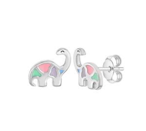 Quality Multicolored Enamel Dinosaur Stud Earrings 925 Sterling Silver For Little Girls wholesale