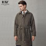 Customized Logo Printing British Style Houndstooth Woolen Coat for Business