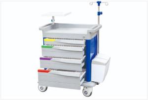 Quality Noiseless Disposable Lock Icu Hospital Emergency Trolley wholesale