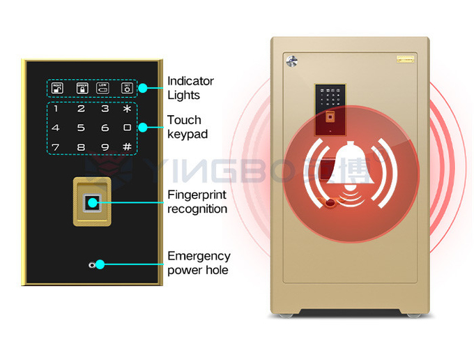 YB/ZY-80 Liquid Crystal Display Panel Bank Grade Biometric Safe Box With Vertical Lock Design