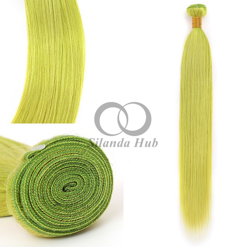 Green Straight Remy Human Hair Bundles Sew In Weave Bundles Brazilian Bundle Deals