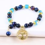 Healing Natural Crystal 8mm Rainbow Tiger Eye Tree Of Life Bead Bracelet For