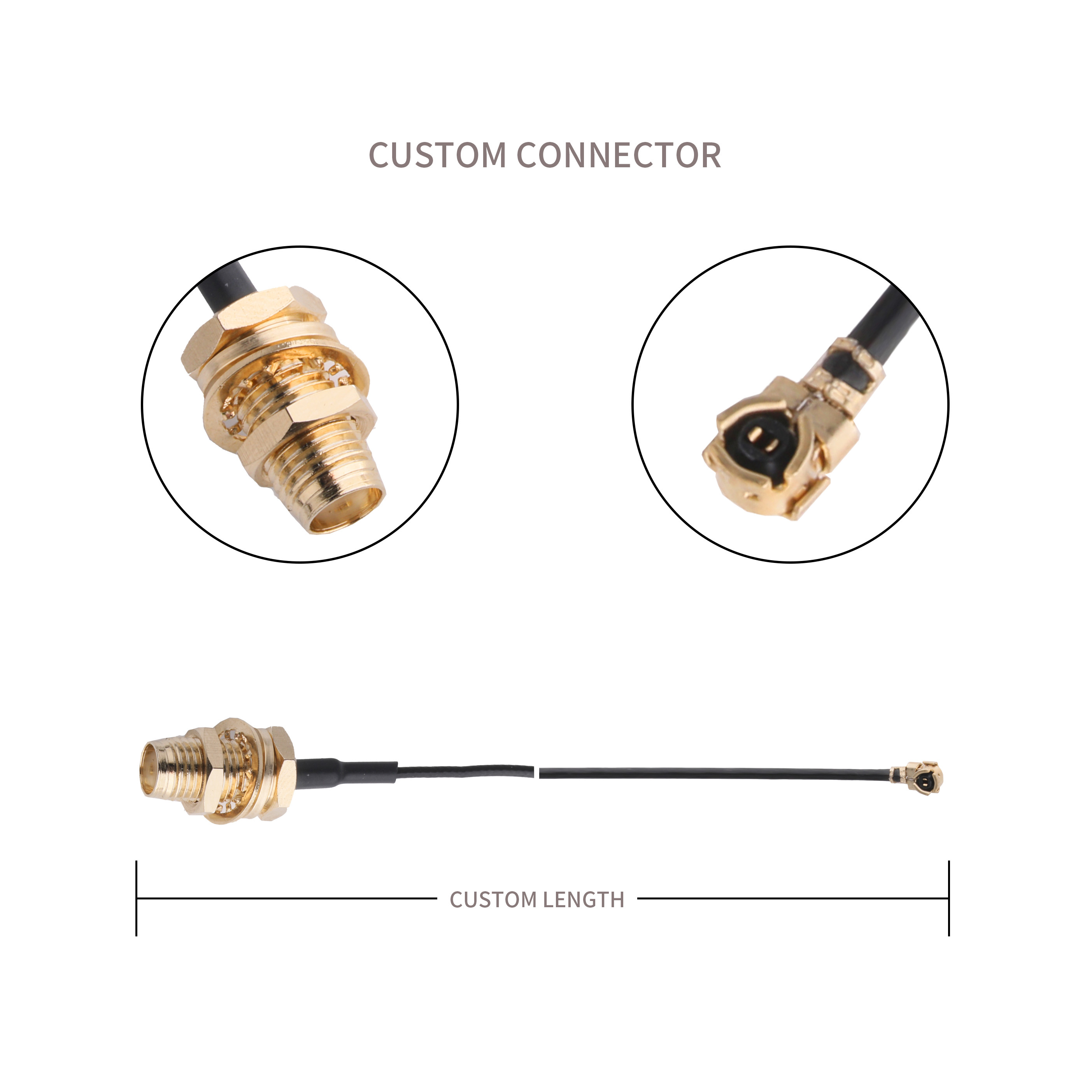Connector Adapters OEM ODM RF Coaxial Cable Connector Adapter SMA-F-Jack to Custom Plug