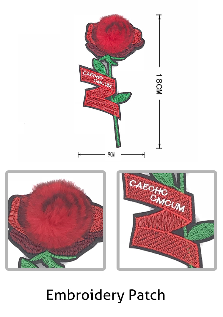 Cotton Thread Making Embroidery Patches, Rose Embroidery Patches and Letters#C10008