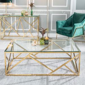 Quality Rectangle 130x70x45cm SS Coffee Table Scratch Resistance Tempered Glass Top wholesale