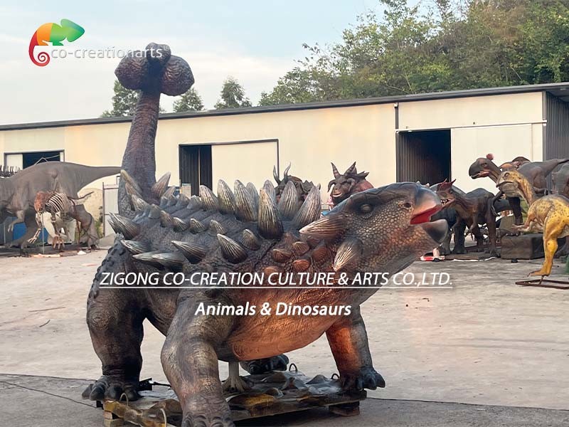 Theme Park Life Size Animatronic Dinosaurs Ankylosaurus Realistic Dinosaur Model For Amusement Park