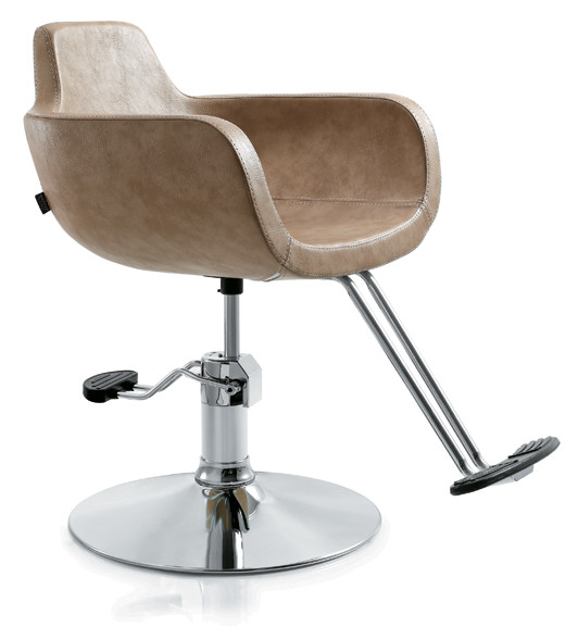 Cream Portable Hair Stylist Chair / Pu Leather Salon Barber Chair 23.5" Width