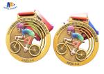 Stock Riding Medals Antique Brass Plating And Colorful Printing Relief Medailles