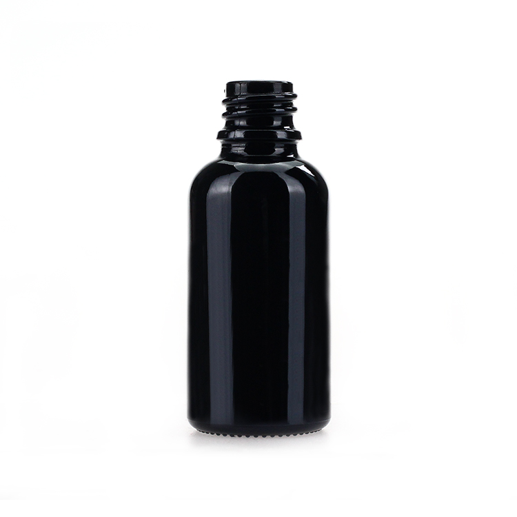 Black 30ml 1oz Oil Dropper Glass Bottle With Aluminum Screw Cap