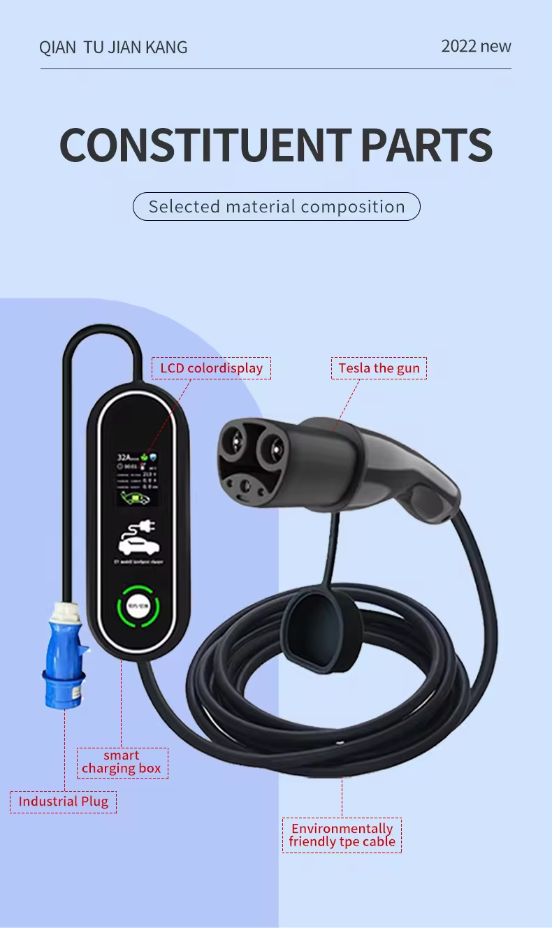 Customizable Plug Portable EV Charger 7KW TSL Model for Tesla Model Y and Model 3 Accessories