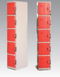 Quality ABS Material Coin Operated Lockers 5 Tier Red / Orange For Swimming Pool wholesale