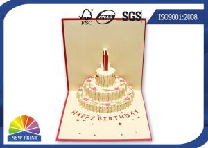 Quality 3 D Festival Custom Greeting Cards Happy Cake For Birthday Pop Up Card wholesale