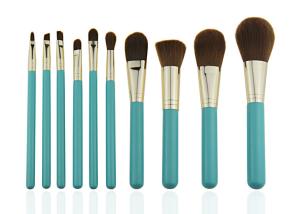 Quality Blue Wooden Handle Professional Makeup Brush Set With Gold Aluminum wholesale