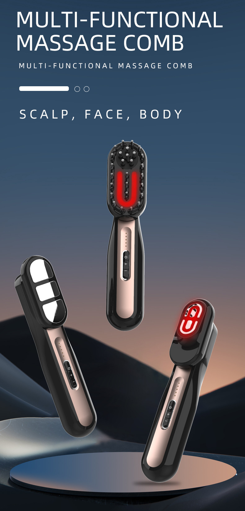 Multifunctional Electric Massage Comb Smart EMS Vibration Red Blue Light Face Body Skin Care Hair Growth