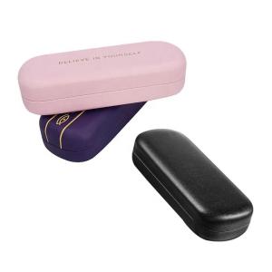 Quality Stylish Black Pink PU Leather Sunglasses Case With Logo Printed wholesale