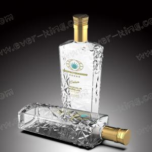 Quality Transparent Embossing Premium Bespoke Tequila Rectangular Bottle wholesale