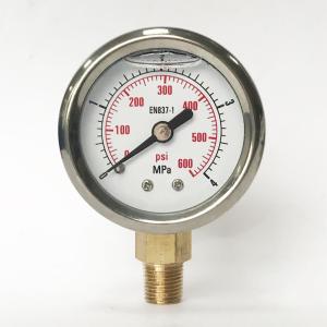 Quality 40mm 4 MPa 600 psi Radial Mounting Stainless Steel Pressure Gauge Liquid Fillable wholesale