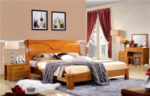Quality modern Zingana wood double bed room set furniture wholesale
