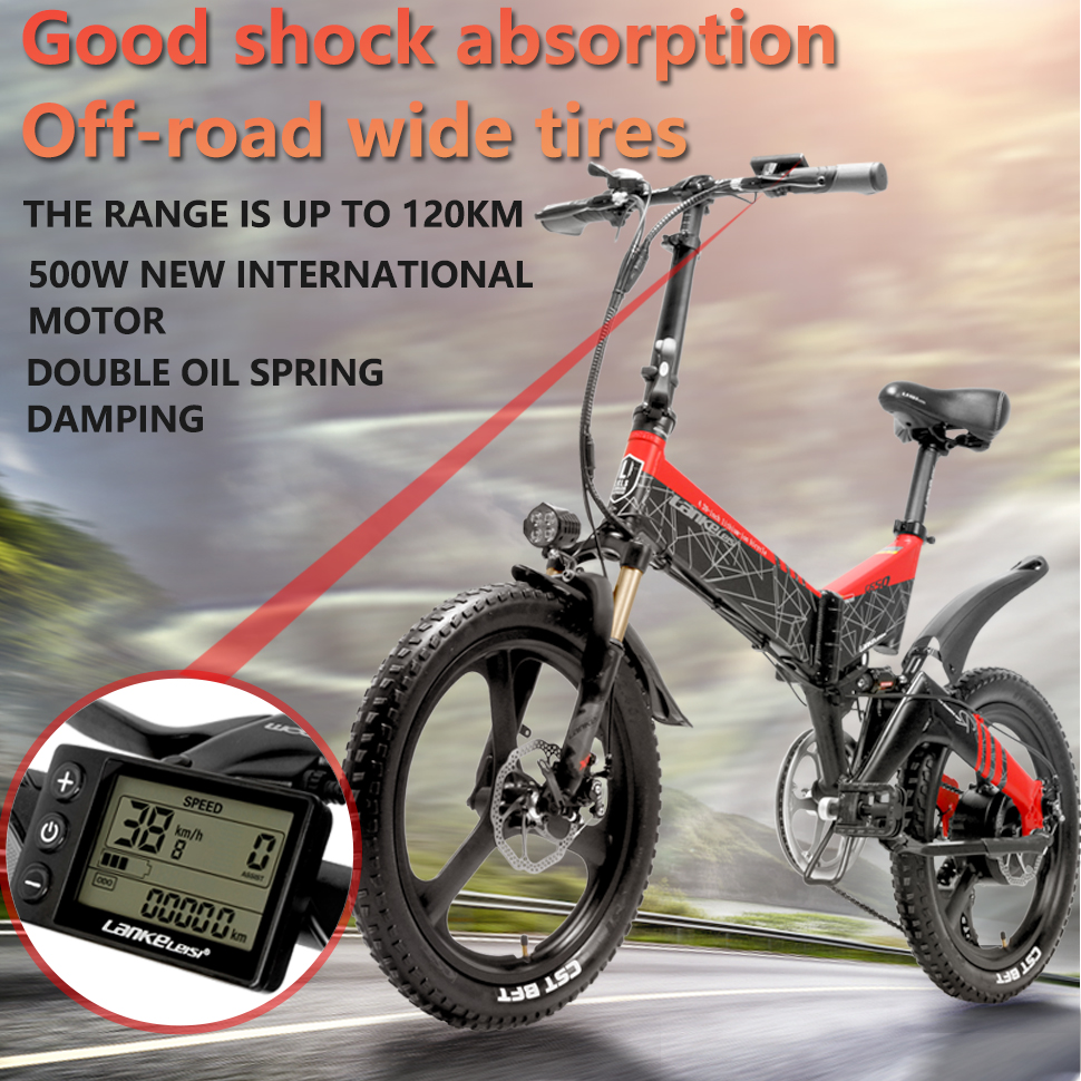 7 Speed Full Suspension Electric Bike , Shlmano 20 Inch Folding Electric Bicycle