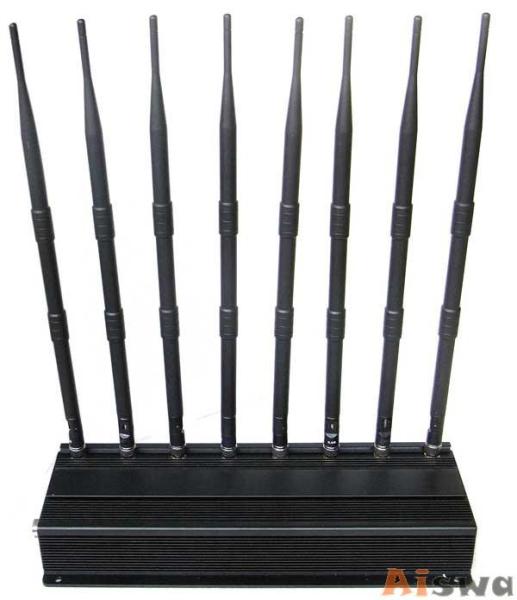 8 Antennas 16W UHF VHF Jammer , 4G Lte Wireless Internet Wimax Jammer 315Mhz