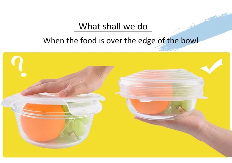 7 Pack Reusable Container Lid Silicone Household Products BSCI Round