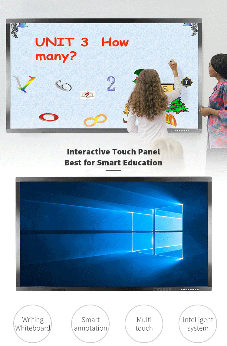 1920 X 1080 Interactive Digital Whiteboard All In One 65 75 86'' ​School Teaching