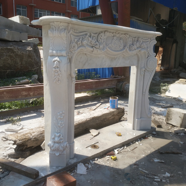 China marble Natural stone Custom Indoor Decor Marble Fire Surrounds For Gas Fires / Wood Burners