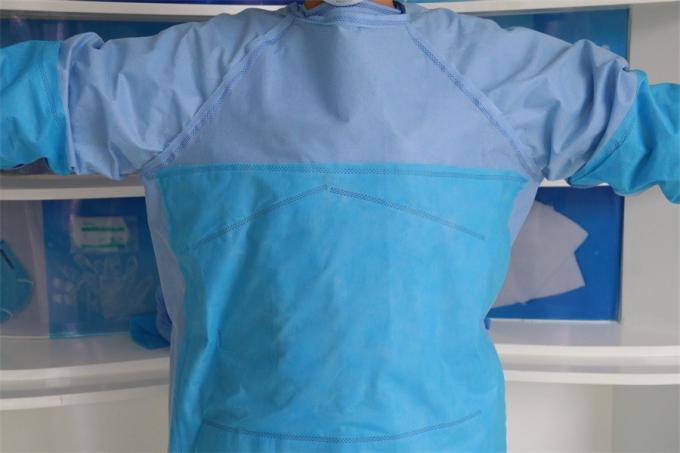 Blue Disposable Surgical Gowns Sterile Reinforced Knitted Wrists Gowns ISO CE FDA Approved