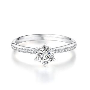 Quality Lab Grown Diamond Ring in Romantic 18K White Gold for Gifts and Parties NGTC Certified Round Synthetic Diamond ring wholesale