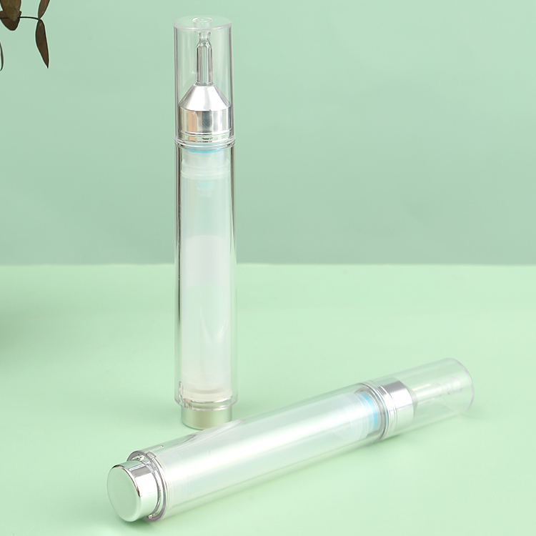 Silver Luxury Plastic Syringe Airless Bottle 5ml10ml 15ml for Empty Airless Cosmetic Dispenser