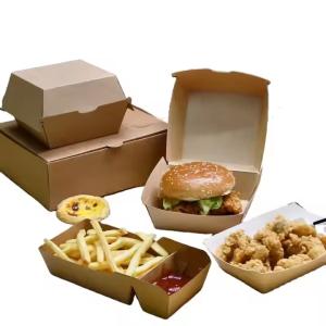 Quality Fast Food Takeaway Customized Biodegradable Burger Paper Packaging Boxes wholesale