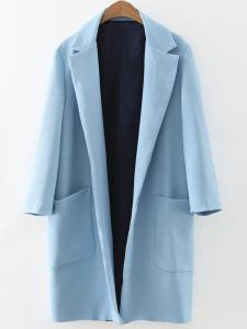 Quality fashion lapel collar long sleeve cotton+polyester ladies coat wholesale