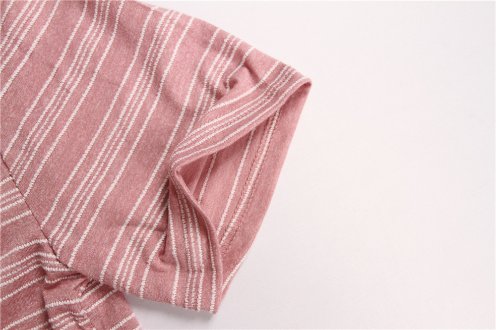 Stockpapa Pink Khaki Mens Striped Tee S M L XL