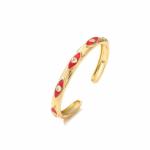 Unisex Vintage Evil Eye Ring Adjustable Enamel Gold Plated Brass Ring