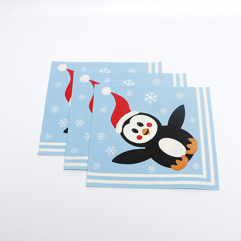 17gsm Printed Paper Dinner Napkins , Towel Tissue Blue Paper Serviettes