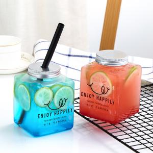 Quality ISO14001 500ml Square Plastic Beverage Bottles Bubble Tea And Soda wholesale