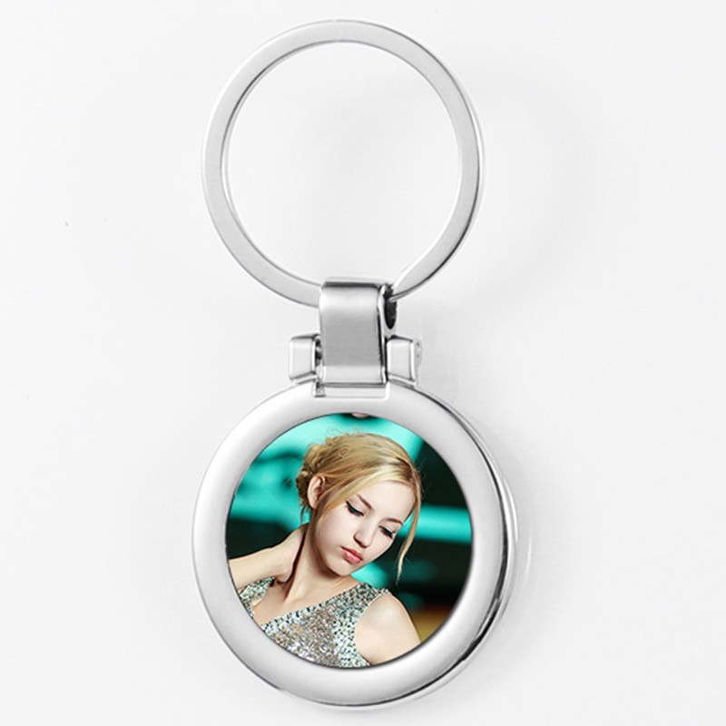 Customized Blank Sublimation Metal Keyring Pendant With Moving Photo Frame Holiday Small Gift Keychain