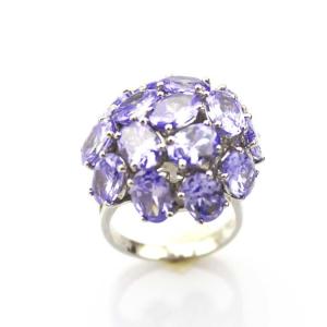 Quality White Gold Plated Sterling Silver with Purple Cubic Zircon Ring (FR0525) wholesale