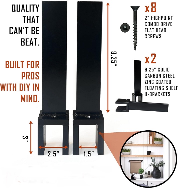 Heavy Duty Floating Shelf U-Bracket Professional Grade and ISO9001 Rohs CE 16949
