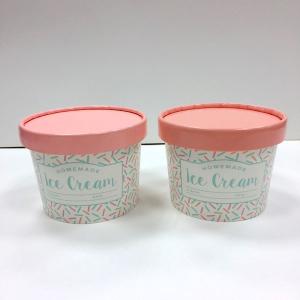 Quality Printed Paper Ice Cream Cups 16 Oz Customized With Lids Food Grade Paperboard wholesale